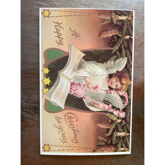 Vintage Victorian Christmas & New Year Postcards Set Girls Boys Santa Angels - Picture 10 of 11
